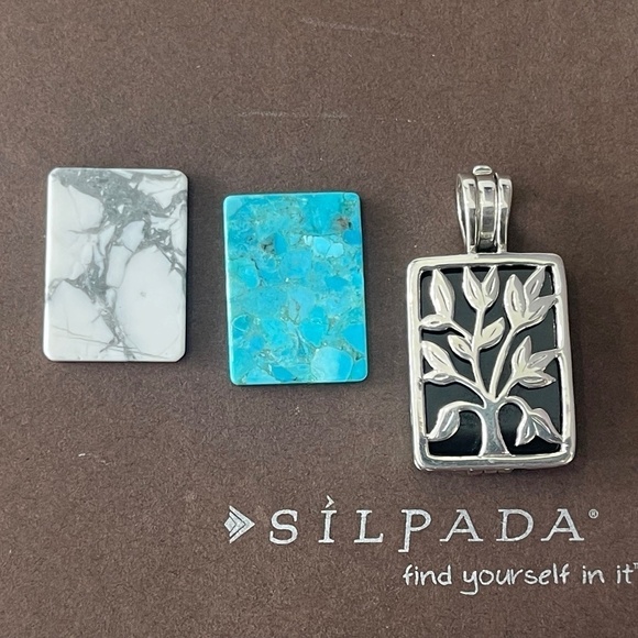 Silpada Sterling silver LIVE LIFE LOVE  TREE OF LIFE PENDANT! 3 STONES! - Picture 1 of 12